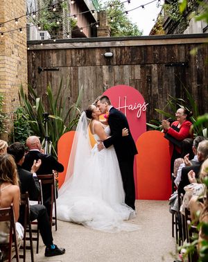 orange and pink wedding theme at 100 Barrington in London