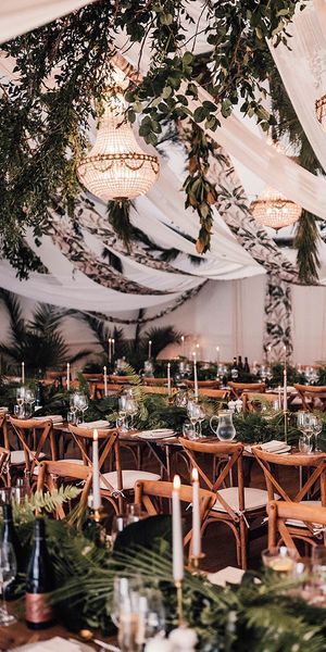 Greenery theme wedding marquee at Iscoyd Park