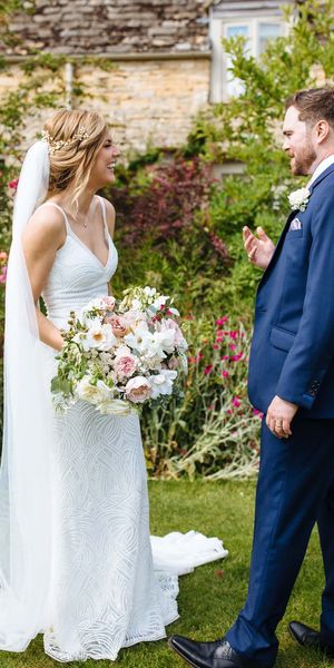 Caswell House wedding with pink bridesmaid dresses and summer flowers 