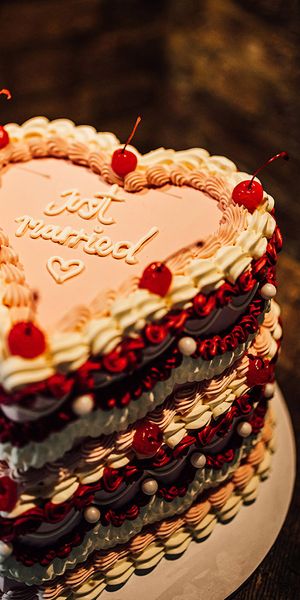 Retro heart shaped wedding cake for Valentine's Day wedding ideas