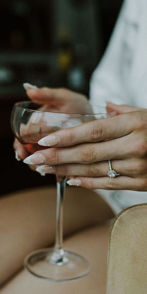 French tip engagement nails with pearls
