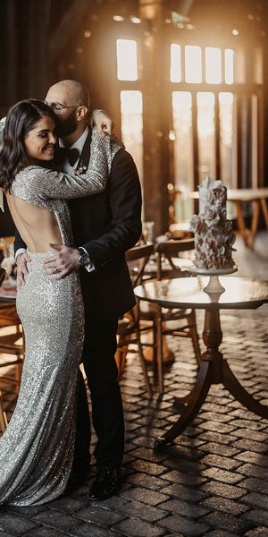 silver sparkly wedding dress at Elmley Nature Reserve