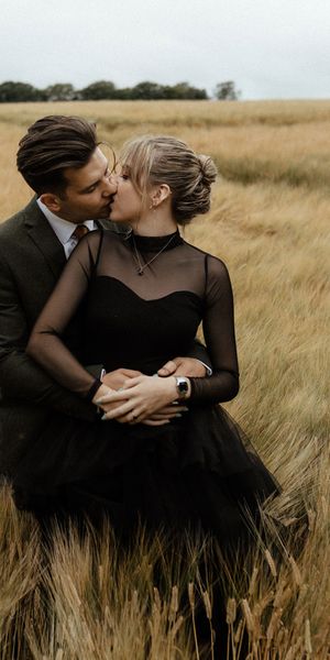 Black Long Sleeve Wedding Dress