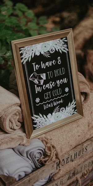 Christmas wedding favour of blankets for a winter wedding