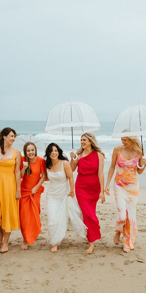colourful bridesmaid dresses for coastal wedding