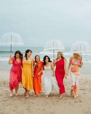 colourful bridesmaid dresses for coastal wedding