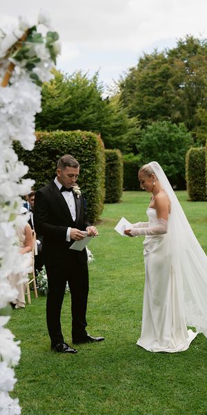 bride and groom exchanging wedding vows