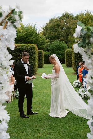 bride and groom exchanging wedding vows