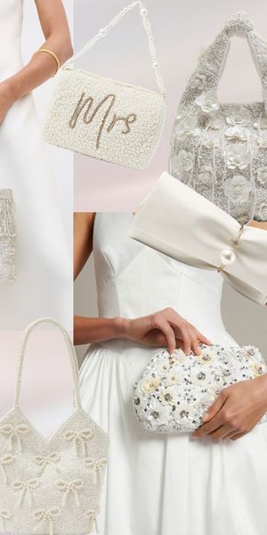 Collage edit of the best bridal bags and clutches for brides