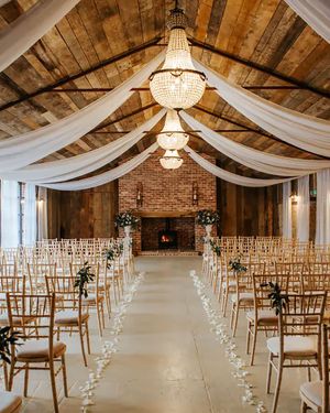Indoor ceremony area at Stratton Court Barn, Oxfordshire wedding venue