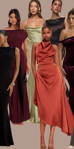 autumn bridesmaid dresses for bridal party in matching orange gowns