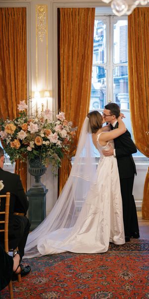 The opulent drawing room at the Savile Club for an intimate winter wedding. Shot by Jessica Lily. 