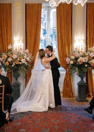 The opulent drawing room at the Savile Club for an intimate winter wedding. Shot by Jessica Lily.