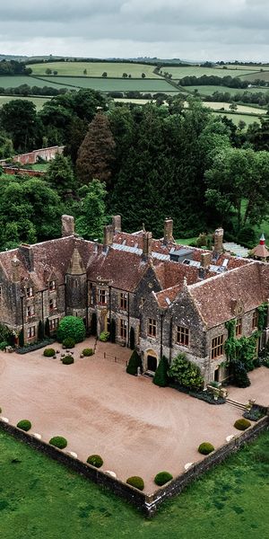 Aerial photo of the Huntsham Court estate