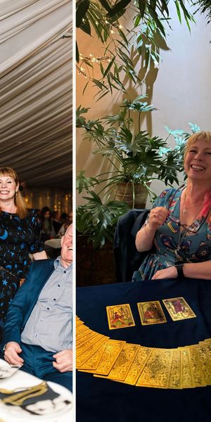 Entertaining wedding guests with magic and tarot. Photos by Chloe Lee and Lex Fleming