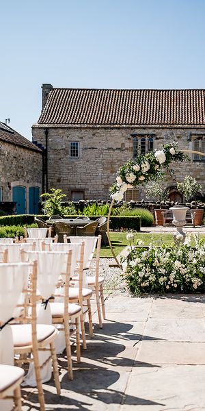 Outdoor ceremony in our beautiful private courtyard. Photo by Joe Dodsworth Photography, Flowers and Styling by Natasha Jane Events