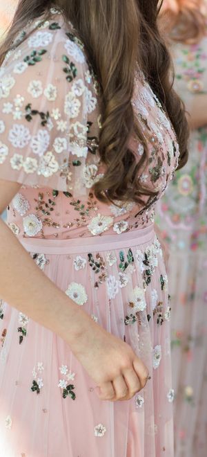 pink embellished bridesmaid dresses