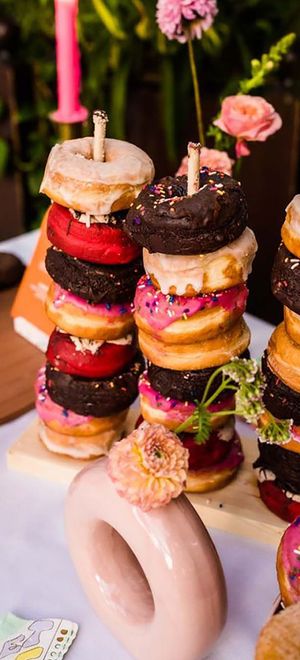 wedding dessert table with doughnuts