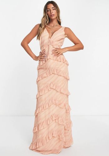 Peach bridesmaid dress with layered ruffle tiers from ASOS