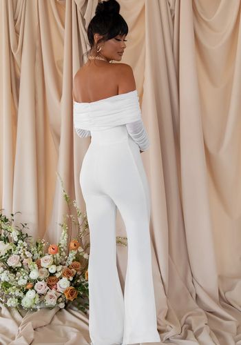 COUNT DOWN WHITE MATERNITY RUCHED MESH BARDOT JUMPSUIT- club-l-london.jpg