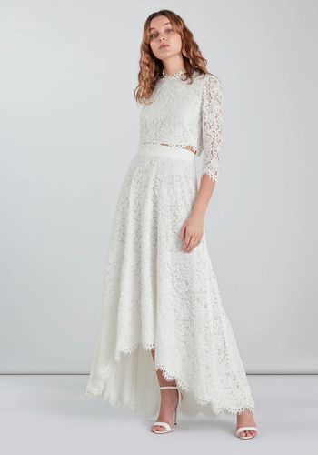 Boho style bridal two piece wedding dress with lace from Whistles 