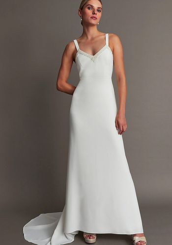 Hourglass sheath maxi dress from Monsoon with pearl trim neckline 