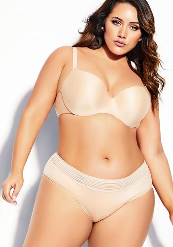 Nude bodycon contour plus-size bridal bra from Yours Clothing with seamless design