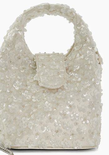 Sequin bridal bag from Dune in Ivory tone