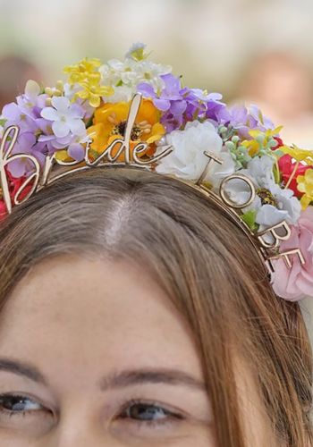 Floral bridal headband for floral theme or festival theme hen parties from Team Hen