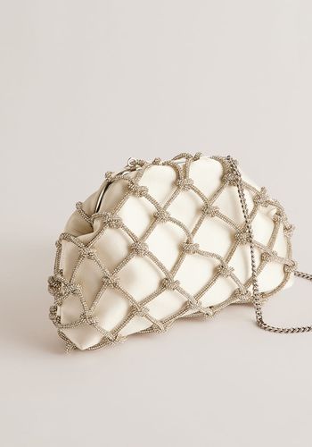 Satin bridal clutch from Ted Baker in ivory with woven crystal rope sparkly embellishment