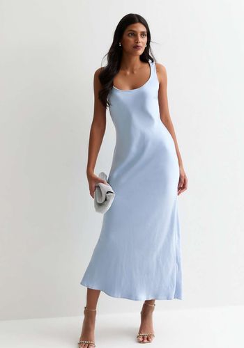 Casual wedding guest outfit idea from New Look - Pale blue midaxi slip dress 