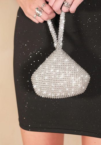 Mini diamante bridal pouch bag from Where's That From in chainmail design