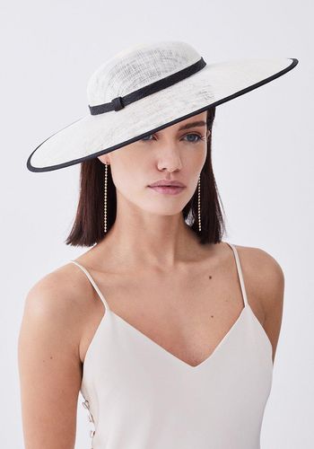 Karen Millen large disc style fascinator wedding hat in monochrome 