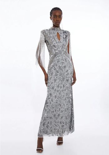 Silver metallic alternative wedding dress idea from Karen Millen