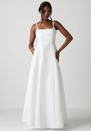 A line wedding dress from Coast for round/apple body types with structured satin corset 