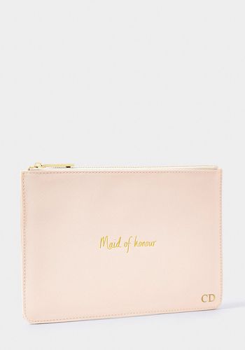 personalised maid of honour clutch bag in blossom pink colourway.