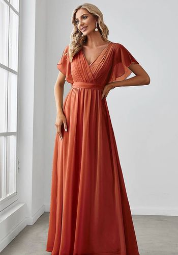 strapless open back dress Burnt Orange Mermaid Side Split Off Shoulder Satin Wedding Guest Bride –  Wish Gown main image 1