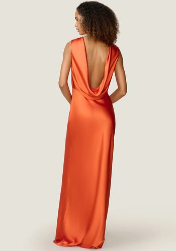 strapless open back dress One Shoulder Burnt Orange Chiffon Long Custom Bridesmaid Dresses , BN1188 main image 1
