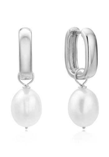 silver-thick-squared-hoop-pearl-drop-earrings