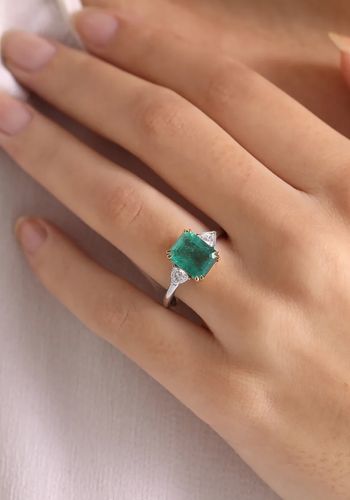 emerald cut engagement ring with emerald stone wedding jewellery from Fenton