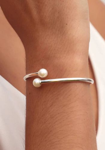 bridal wedding bangle bracelet from Not On The High Street with with two round pearls