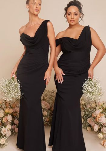 Quiz Black Asymmetric Cowl Neck Maxi Dress