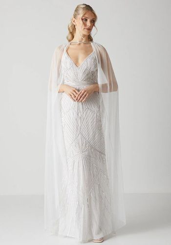 mesh bridal cape accessory with embellished trim