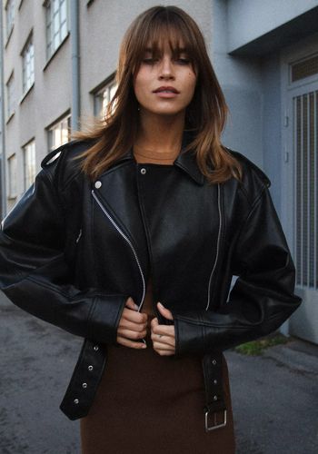 ZARA Leather Effect Cropped Biker Jacket