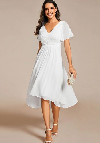 Ever-Pretty Chic V Neck High-Low Bridesmaid Dress