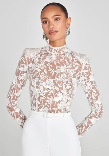 Nadine Merabi Joanna White Jumpsuit Lace Body 