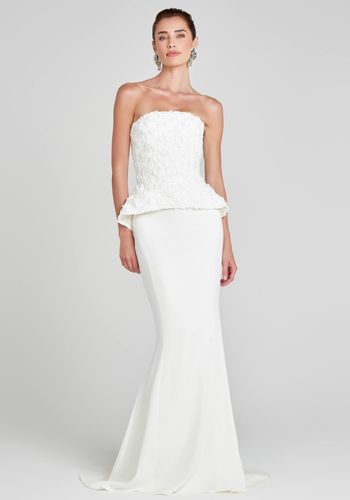 Nadine Merabi Bridal Phoebe White Top & Carolina White Maxi Skirt