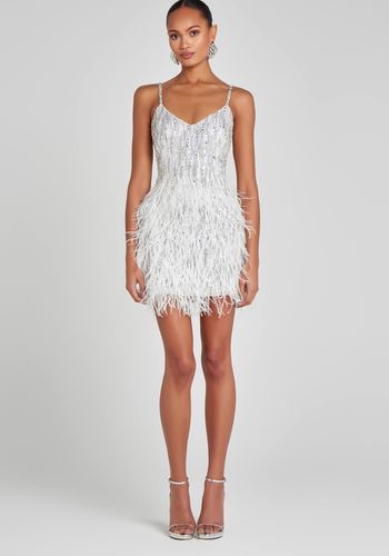 Nadine Merabi Bridal Embellished Feather Mini Dress 