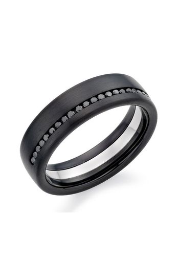 Platinum and Zirconium Men’s Black Diamond Wedding Ring