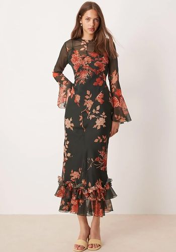 knee length dresses for ladies Long Wedding-Guest Dress with Long Sleeves main image 1